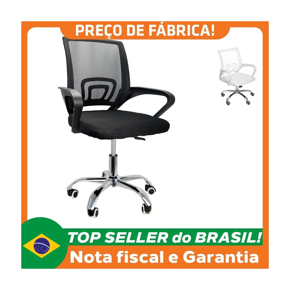 Cadeira de Escritório Mesh Assento Estofado Base Giratória 9050