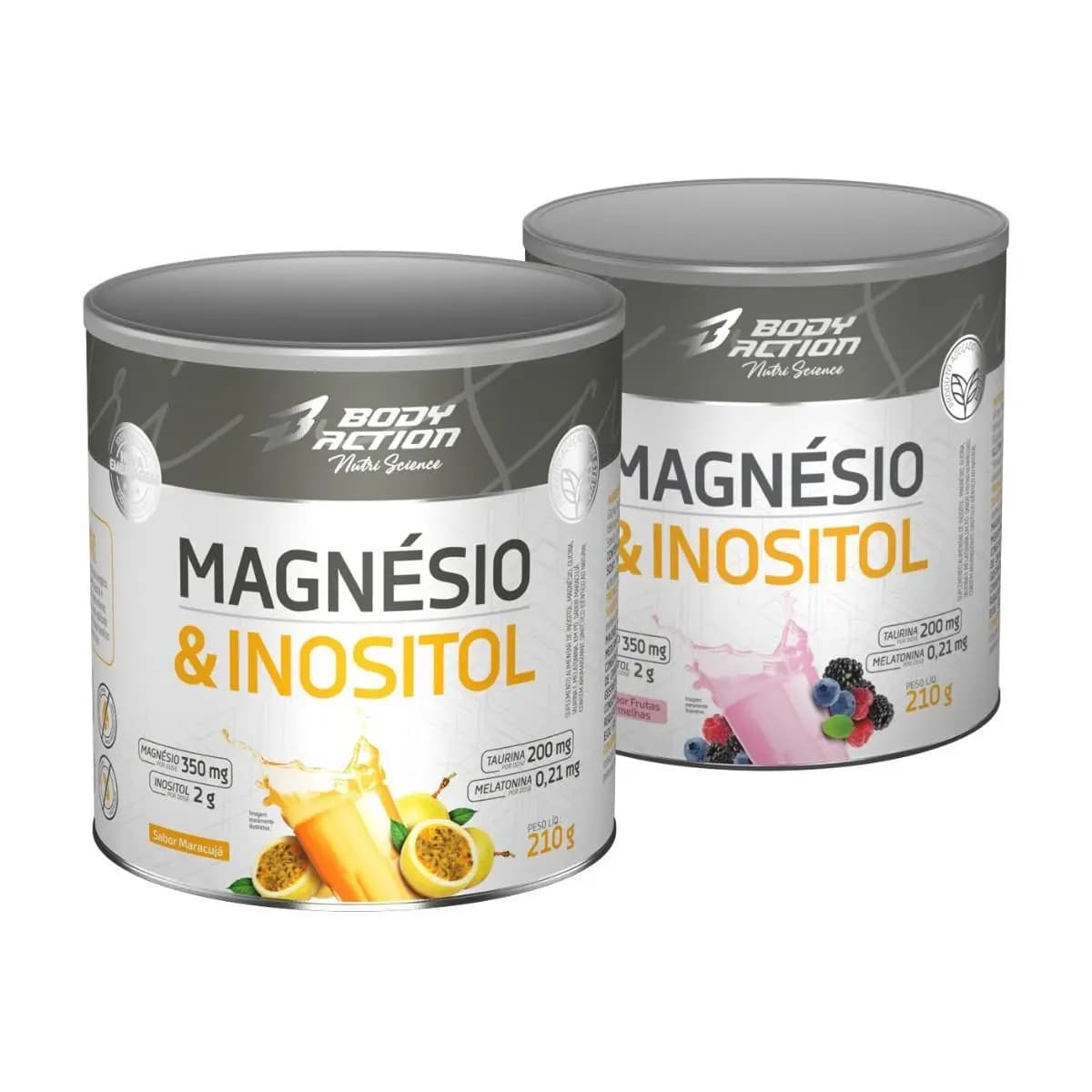Kit 2x Magnésio & Inositol Com Melatonina 210g Bodyaction