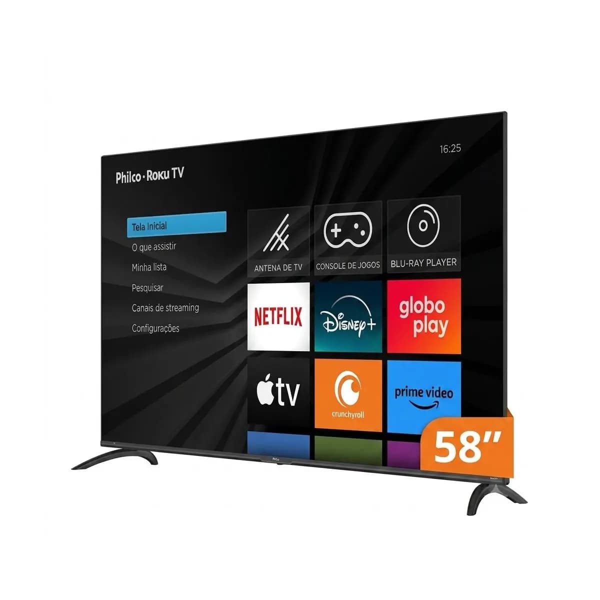 Smart TV Philco 58" 4K UHD Roku Wi-Fi HDR10 Dolby Audio 4 HDMI 2 USB Comando de Voz